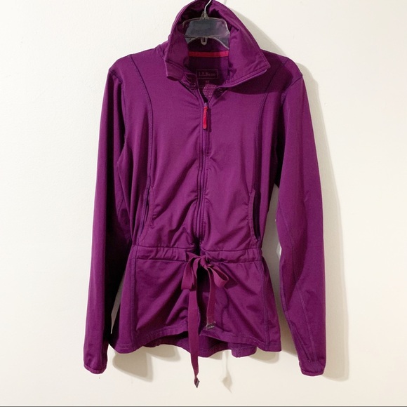 L. L. Bean Zipped Front Mock Turtleneck Drawstring Waist Athletic Warm-Up Jacket - Picture 1 of 11
